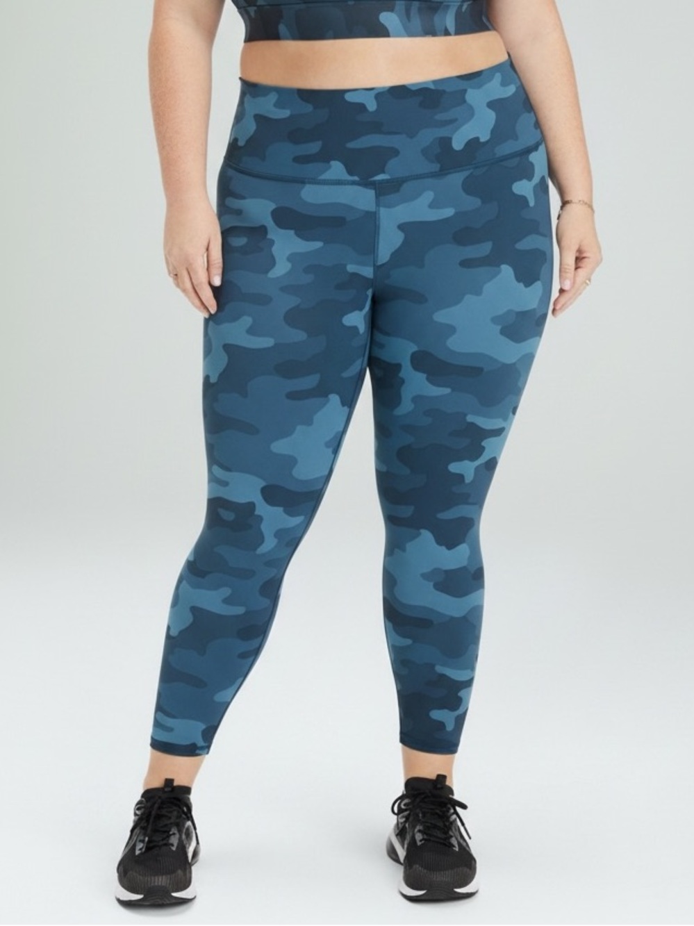 Fabletics PowerHold Blue Camo High Rise Leggings 3X Plus Size Hidden Pocket